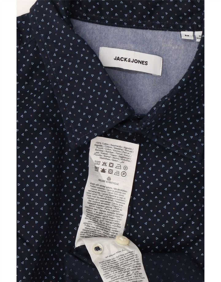 Jack & Jones Mens Shirt Medium Navy Blue Spotted Cotton