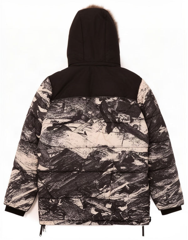 Superdry Mens Hooded Ski Jacket UK 42 XL Black Colourblock Polyester