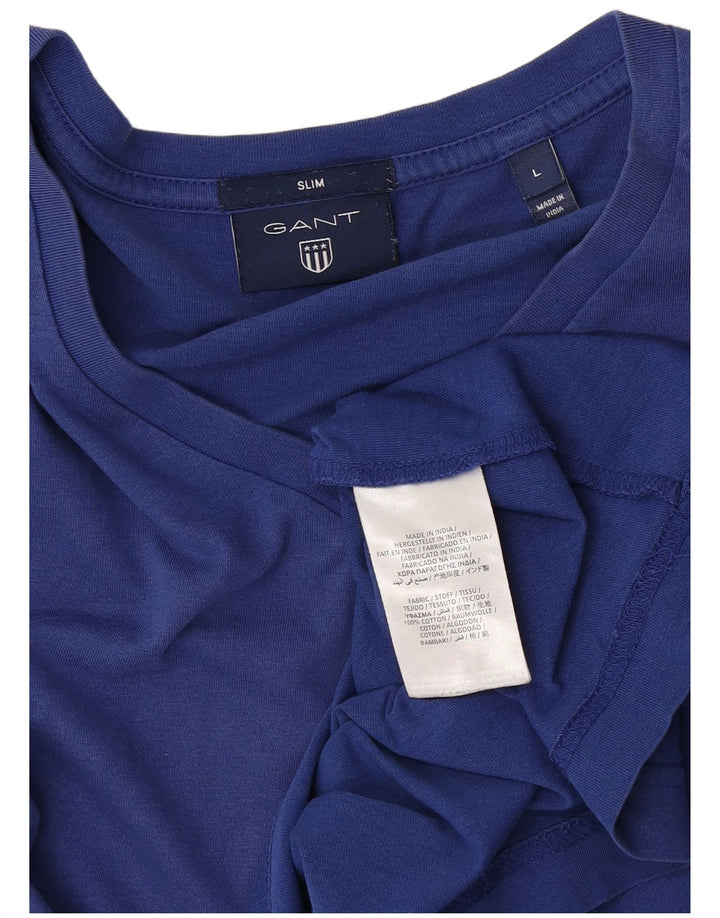 Gant Mens Slim Fit T-Shirt Top Large Blue Cotton