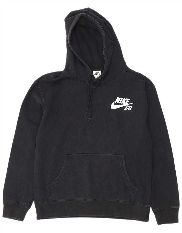 NIKE Mens Graphic Hoodie Jumper Medium Black Cotton