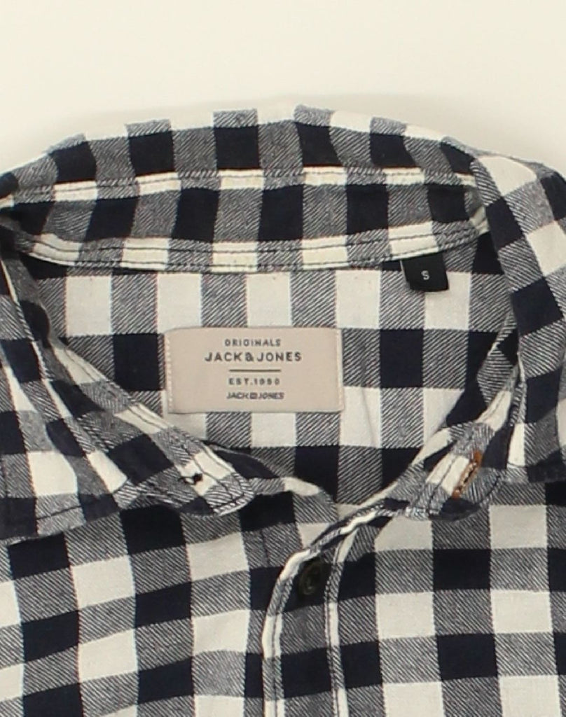 JACK & JONES Mens Flannel Shirt Small Black Gingham Cotton | Vintage Jack & Jones | Thrift | Second-Hand Jack & Jones | Used Clothing | Messina Hembry 