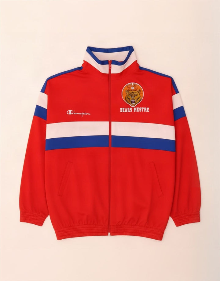 Champion Boys Bears Tracksuit Top Jacket 11-12 Years Large Red Colourblock