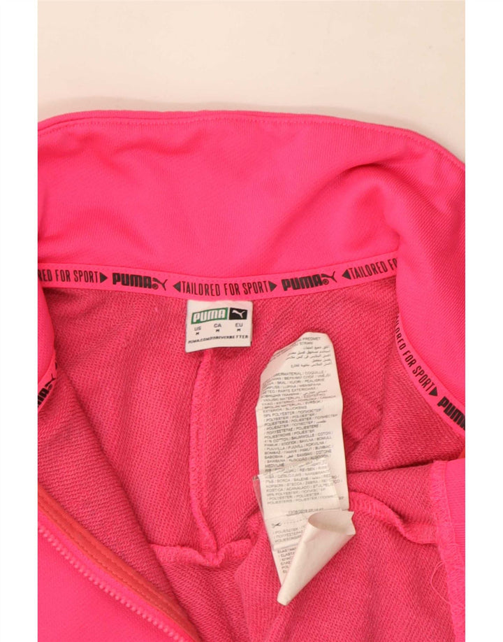 Puma Womens Oversized Graphic Zip Neck Sweatshirt Jumper UK 14 Medium Pink