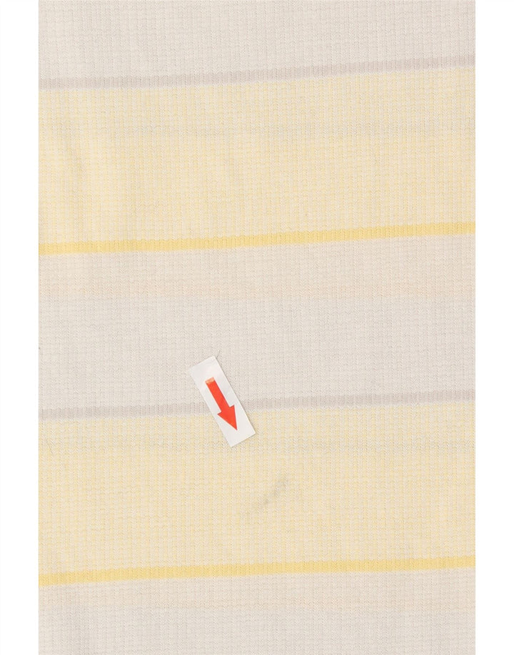 Ellesse Womens T-Shirt Top IT 42 Medium Yellow Striped Cotton