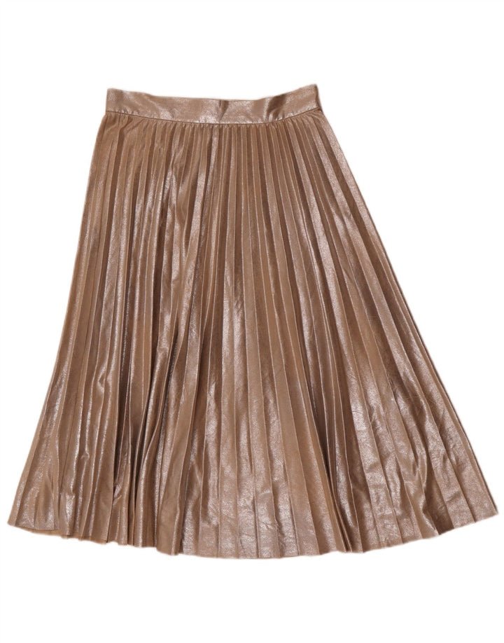 Zara Womens High Waist Pleated Skirt Small W26 Brown Polyester