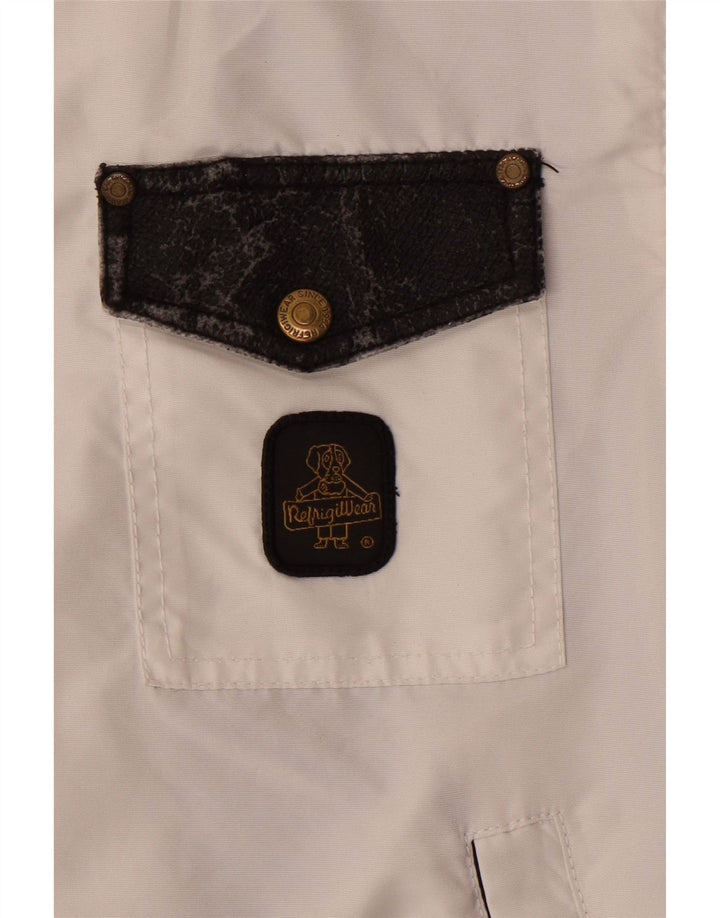 REFRIGIWEAR Womens Bomber Jacket UK 14 Medium White Colourblock Nylon