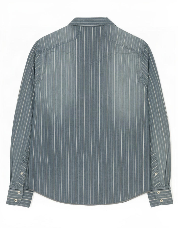 Levi's Mens Shirt Medium Blue Striped Cotton