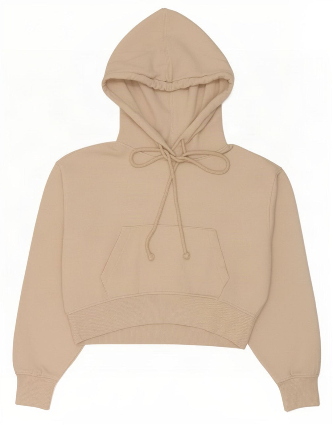 Zara Womens Crop Hoodie Jumper UK 14 Medium Beige Polyester