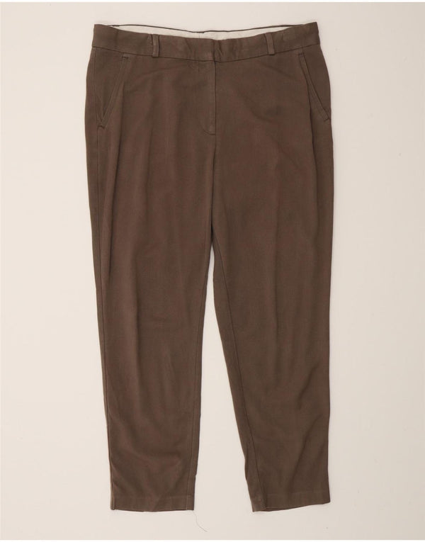 Marks & Spencer Womens Tapered Chino Trousers UK 14 Large W32 L26 Brown