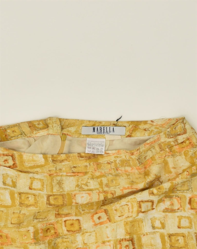 MARELLA Womens Mini Skirt UK 6 XS W28 Yellow Geometric Viscose | Vintage Marella | Thrift | Second-Hand Marella | Used Clothing | Messina Hembry 