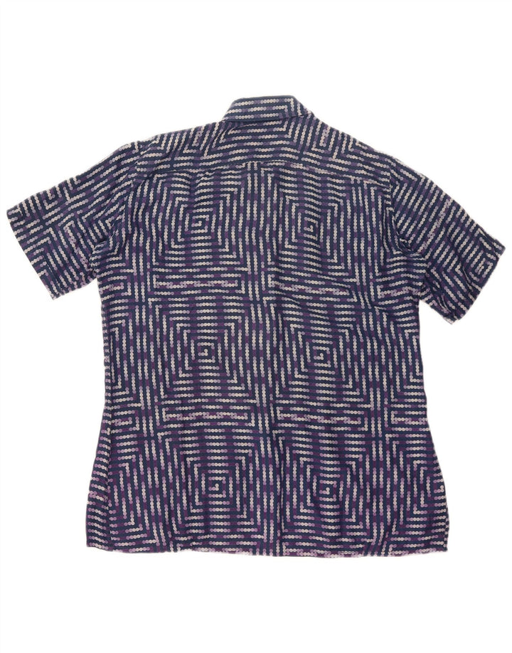 PANCALDI Mens Short Sleeve Shirt XL Blue Geometric