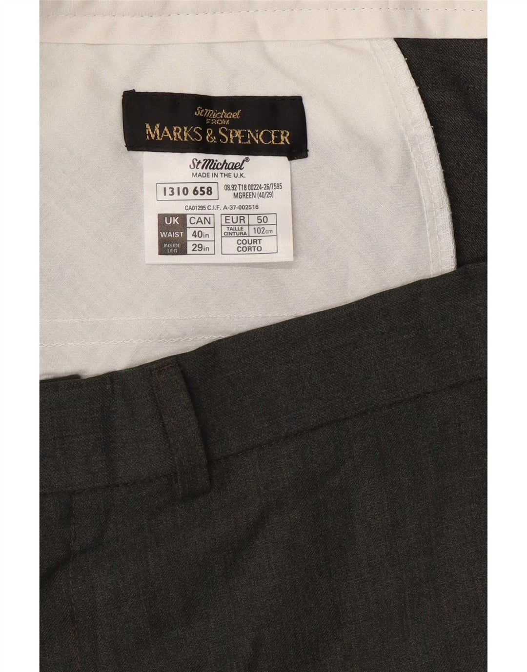 Marks & Spencer Mens St. Michael Straight Suit Trousers W40 L29 Green