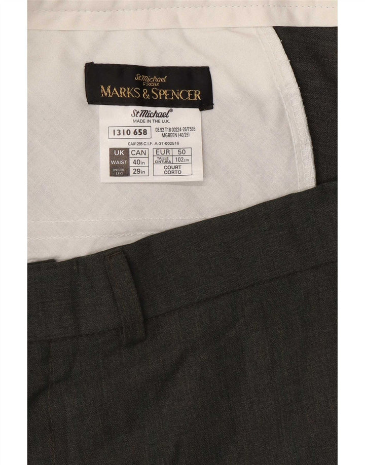 Marks & Spencer Mens St. Michael Straight Suit Trousers W40 L29 Green