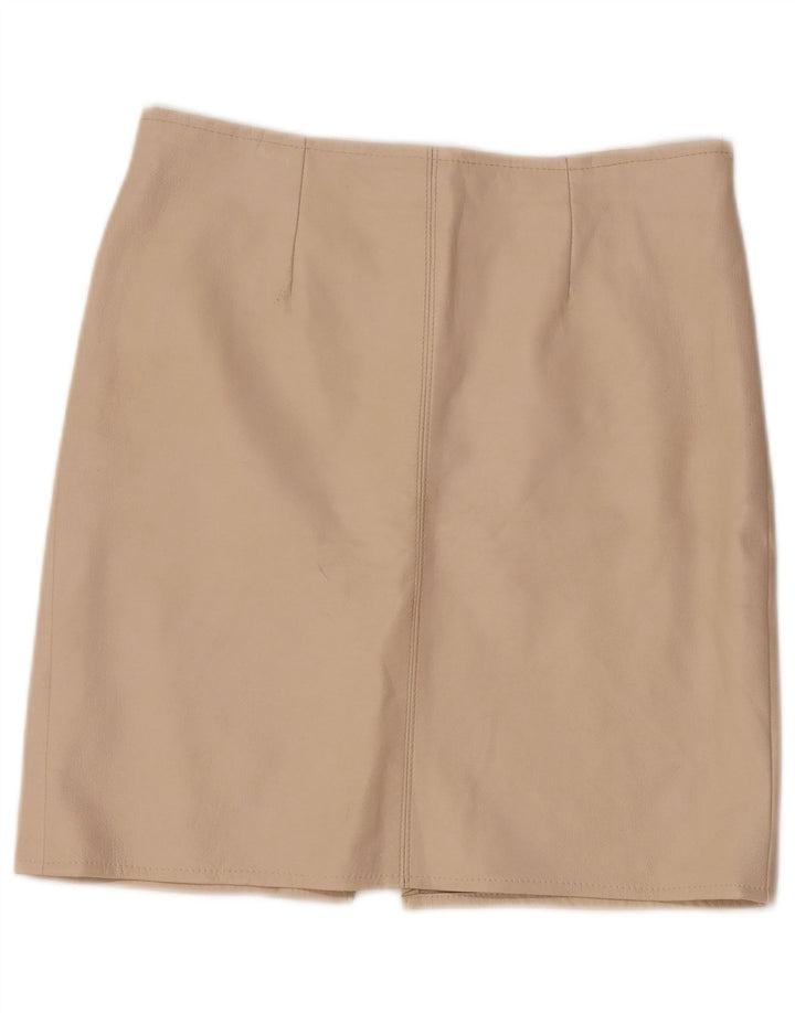 Vintage Womens Leather Skirt W30 Medium Beige