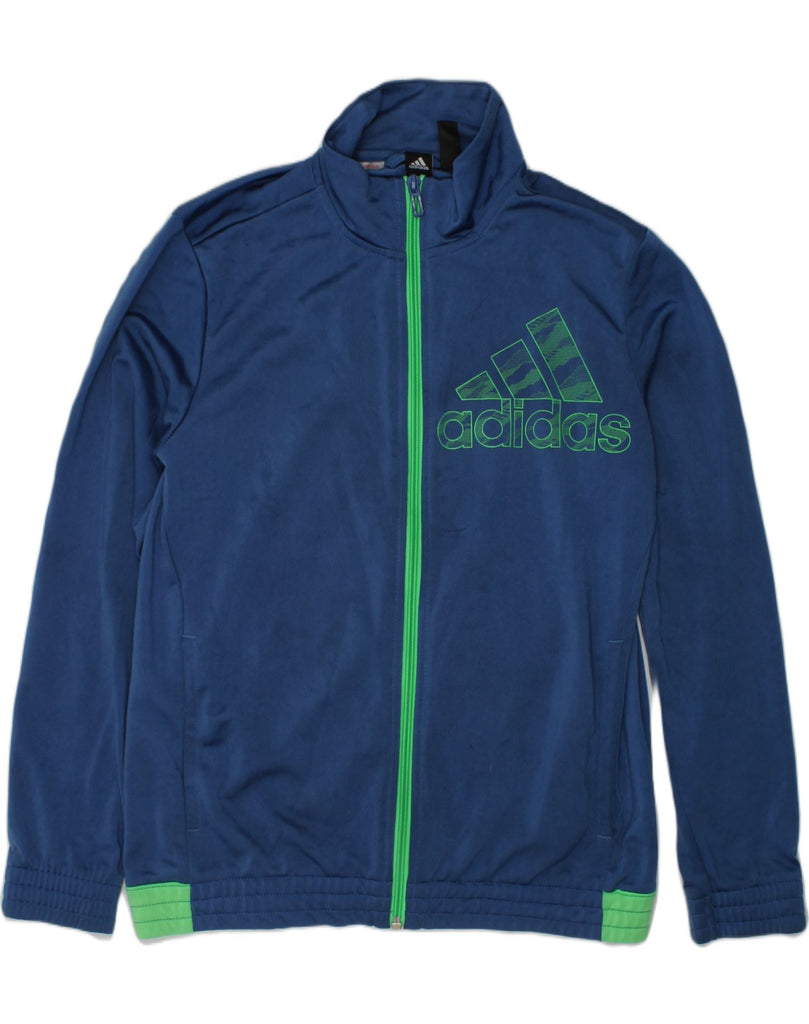 ADIDAS Boys Graphic Tracksuit Top Jacket 11-12 Years Blue Polyester | Vintage Adidas | Thrift | Second-Hand Adidas | Used Clothing | Messina Hembry 