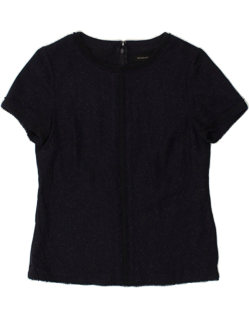 BANANA REPUBLIC Womens Blouse Top US 6 Medium Navy Blue Flecked | Vintage Banana Republic | Thrift | Second-Hand Banana Republic | Used Clothing | Messina Hembry 