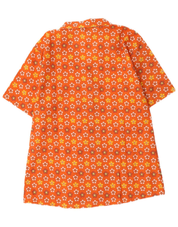 Roveri Donna Womens Short Sleeve Shirt Blouse UK 14 Medium Orange Floral