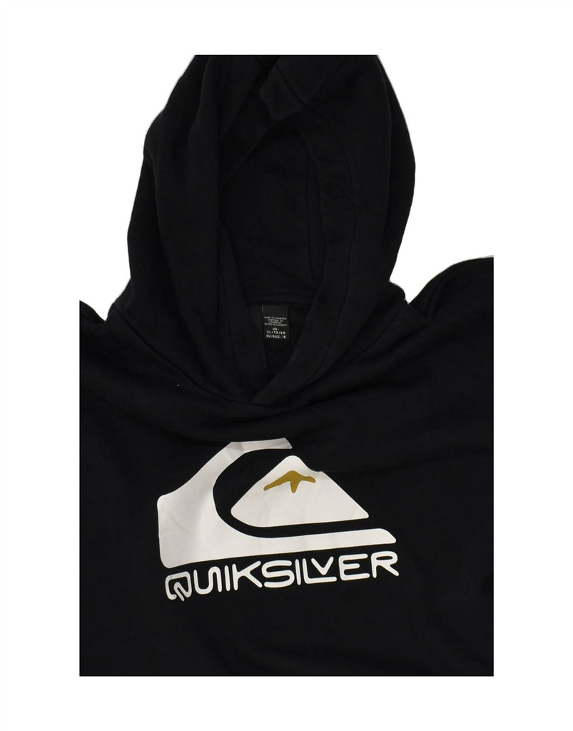 QUIKSILVER Boys Graphic Hoodie Jumper 15-16 Years XL Black Cotton | Vintage Quiksilver | Thrift | Second-Hand Quiksilver | Used Clothing | Messina Hembry 