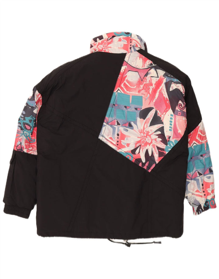 MAIER Womens Oversized Windbreaker Jacket UK 14 Large Black Floral