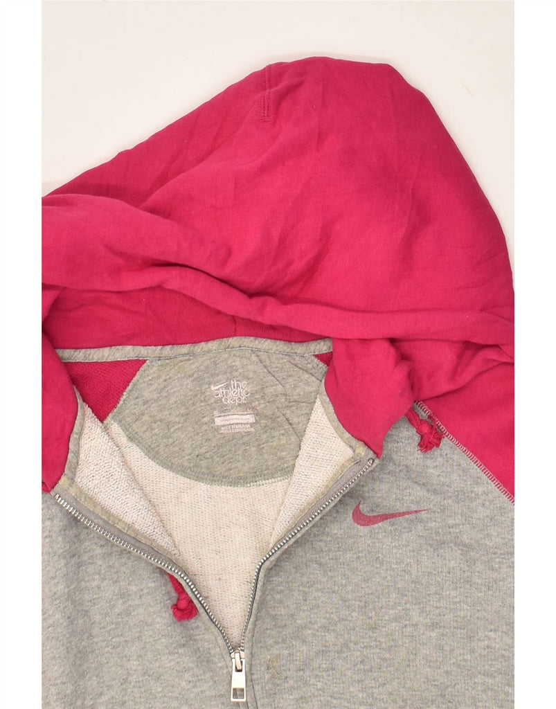 NIKE Womens Zip Hoodie Sweater UK 18 XL Grey Colourblock Cotton | Vintage Nike | Thrift | Second-Hand Nike | Used Clothing | Messina Hembry 