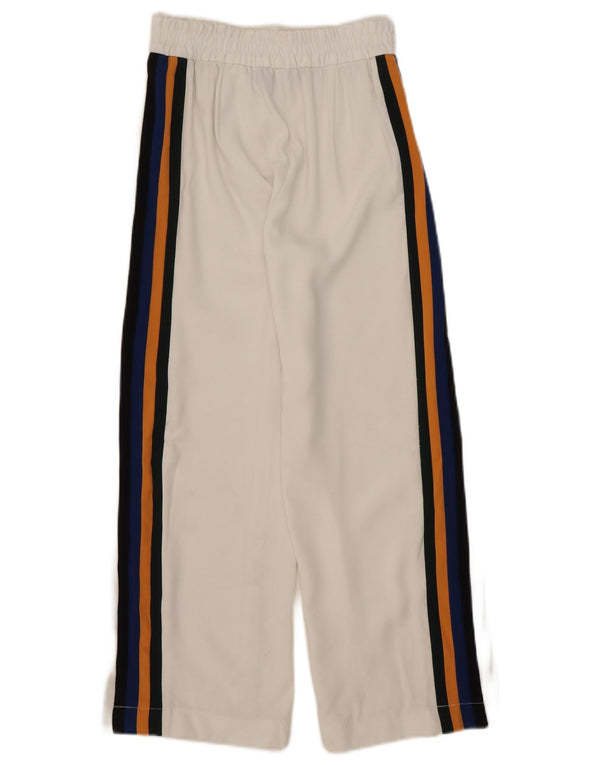 Zara Womens Straight Casual Trousers XS W24 L24 White Colourblock Polyester