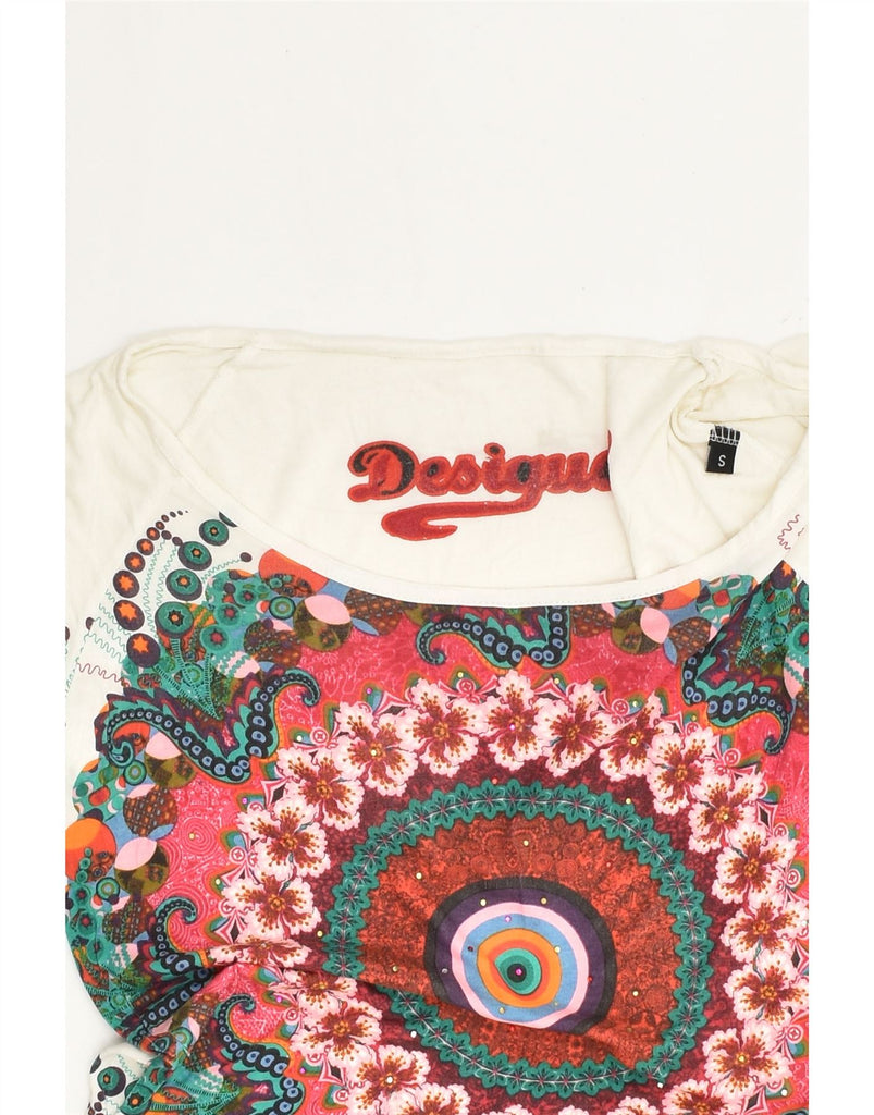 DESIGUAL Womens Blouse Top UK 10 Small White Floral | Vintage Desigual | Thrift | Second-Hand Desigual | Used Clothing | Messina Hembry 