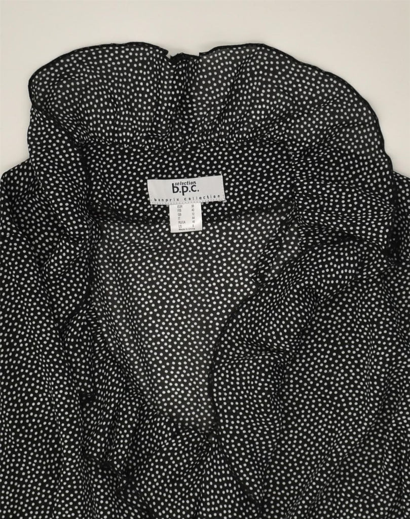 VINTAGE Womens Ruffle Front Shirt Blouse UK 12 Medium  Black Polka Dot | Vintage Vintage | Thrift | Second-Hand Vintage | Used Clothing | Messina Hembry 