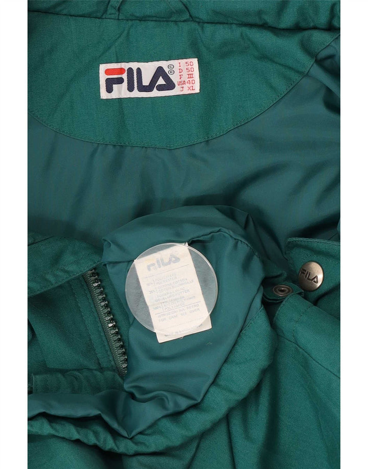 Fila Mens Graphic Hooded Utility Jacket IT 50 Large Green Polyester