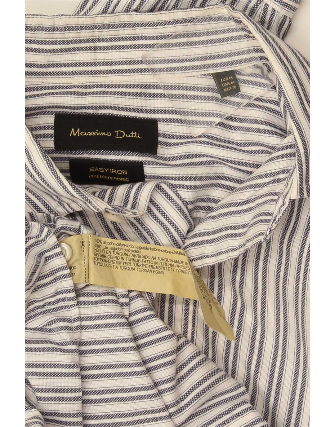 Massimo Dutti Mens Shirt Medium White Striped Cotton