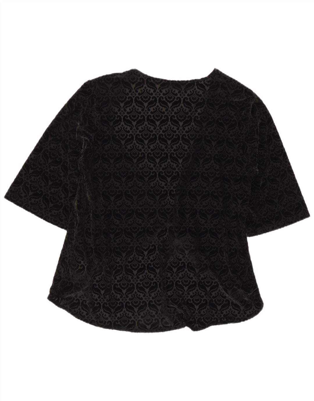 Womens Velour Open Cami Top UK 12 Medium Black Paisley Polyester