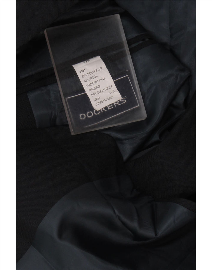 DOCKERS Mens 2 Button Blazer Jacket UK 42 XL Black Polyester