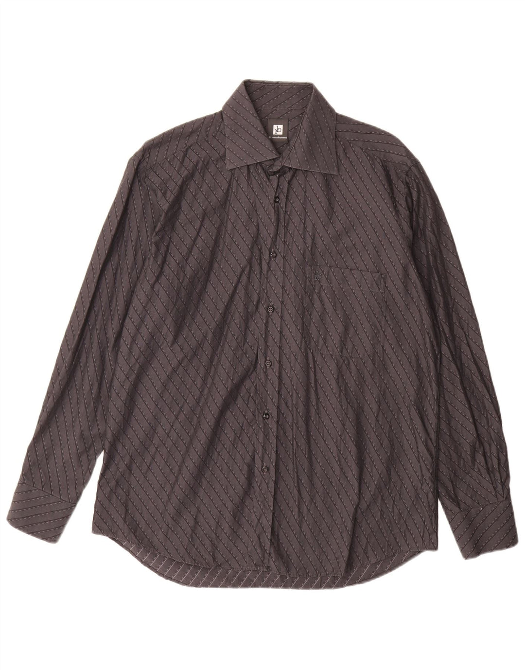 ROCCOBAROCCO Mens Shirt Size 16 41 Large Black Striped Cotton