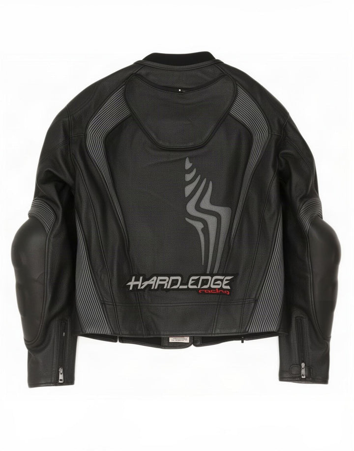 Hein Gericke Mens Graphic Leather Racer Jacket EU 52 Large Black