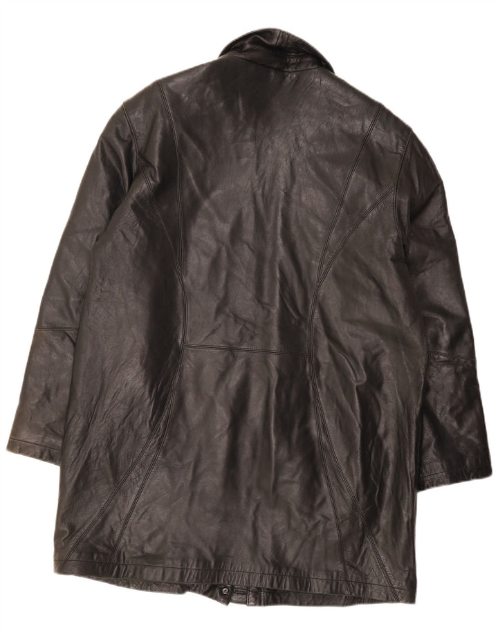 Rino & Pelle Womens Oversized Leather Coat IT 44 Medium Black