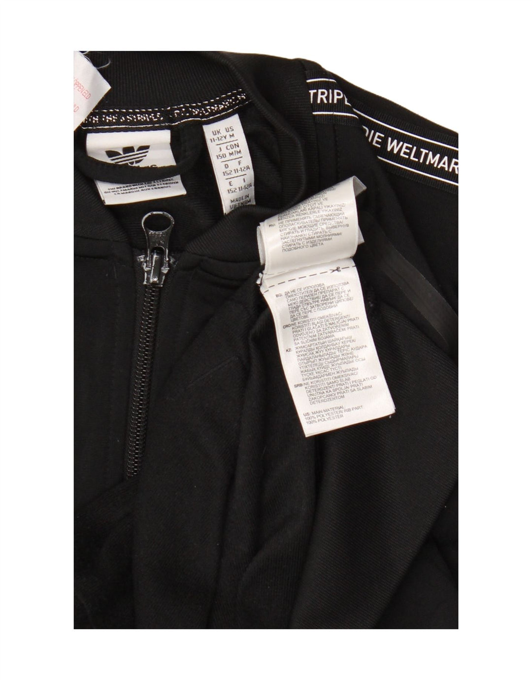 Adidas Boys Graphic Tracksuit Top Jacket 11-12 Years Black Polyester