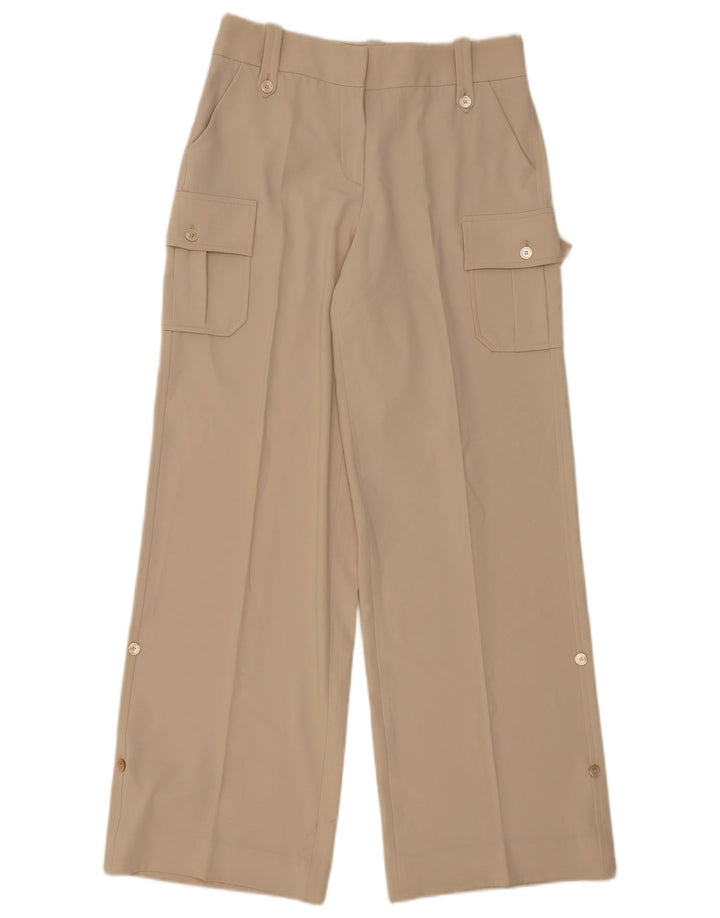 Les Copains Womens High Waist Cargo Trousers IT 42 Medium W32 L32 Beige