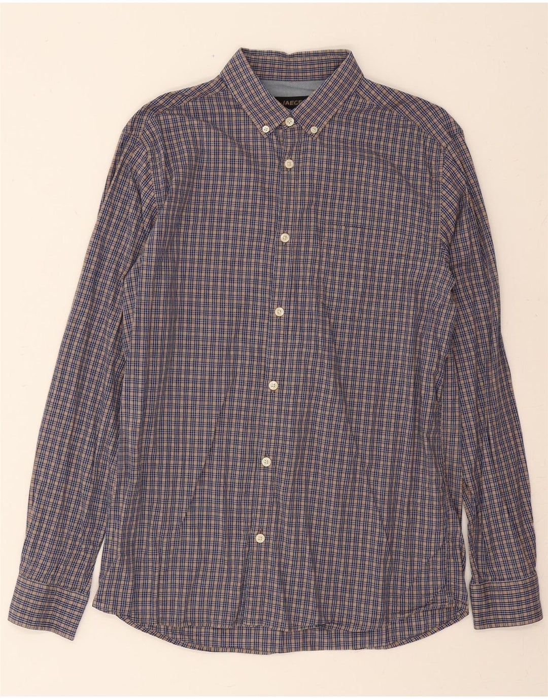 JAEGER Mens Shirt Medium Blue Check Cotton Vintage Jaeger and Second-Hand Jaeger from Messina Hembry 
