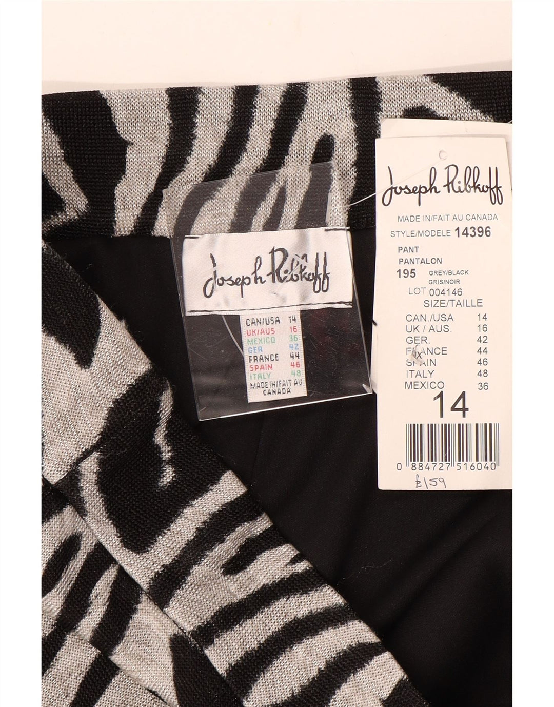 JOSEPH RIBKOFF Womens Casual Trousers UK 16 Large W36 L33 Black