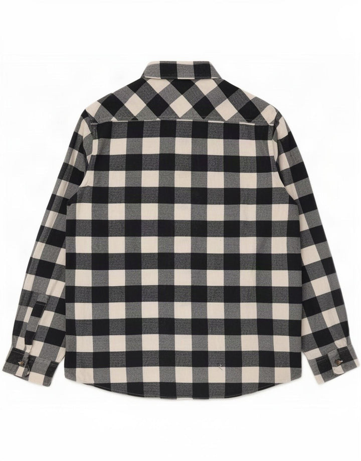 Identic Mens Flannel Shirt Large Navy Blue Gingham Cotton