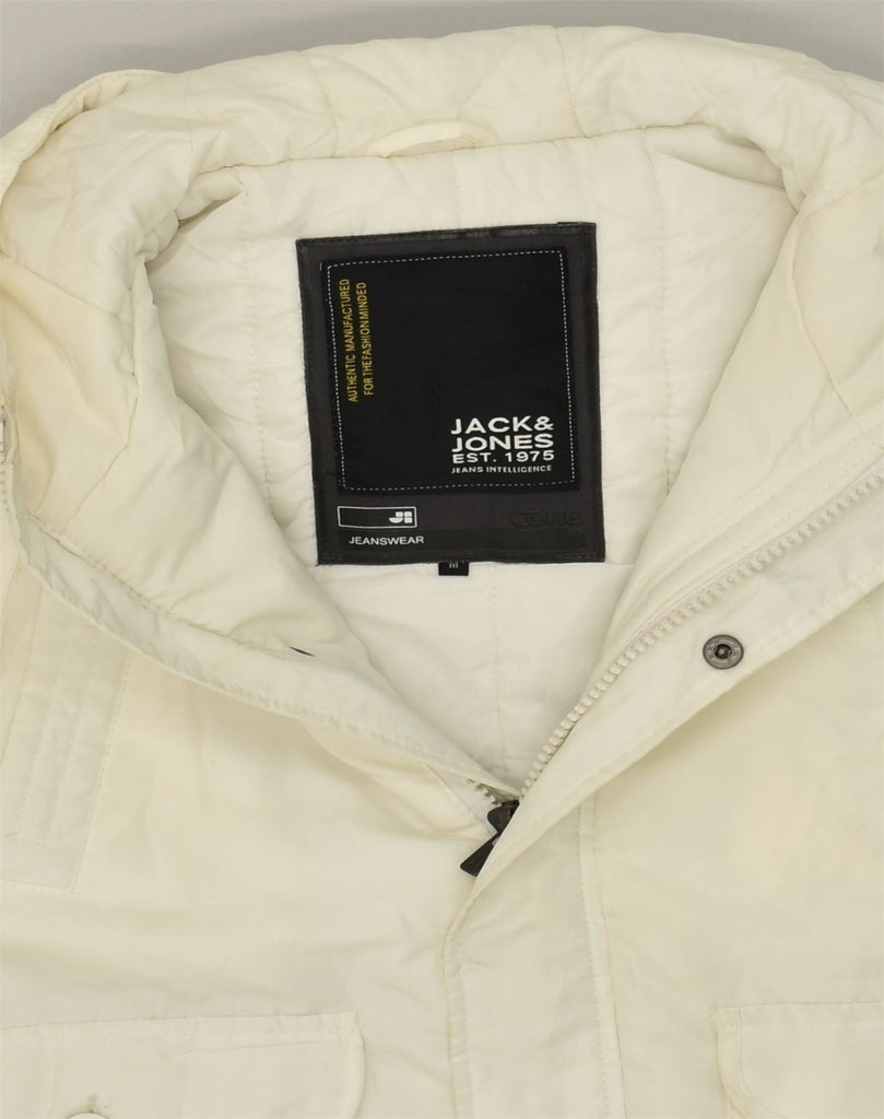 JACK & JONES Mens Core Hooded Padded Jacket UK 38 Medium Beige Polyester | Vintage Jack & Jones | Thrift | Second-Hand Jack & Jones | Used Clothing | Messina Hembry 