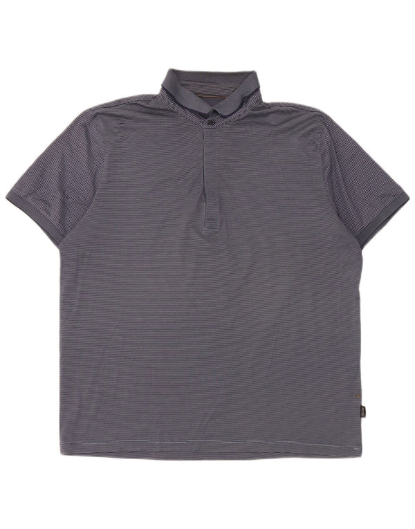 Hugo Boss Mens Regular Fit Polo Shirt Large Navy Blue Pinstripe