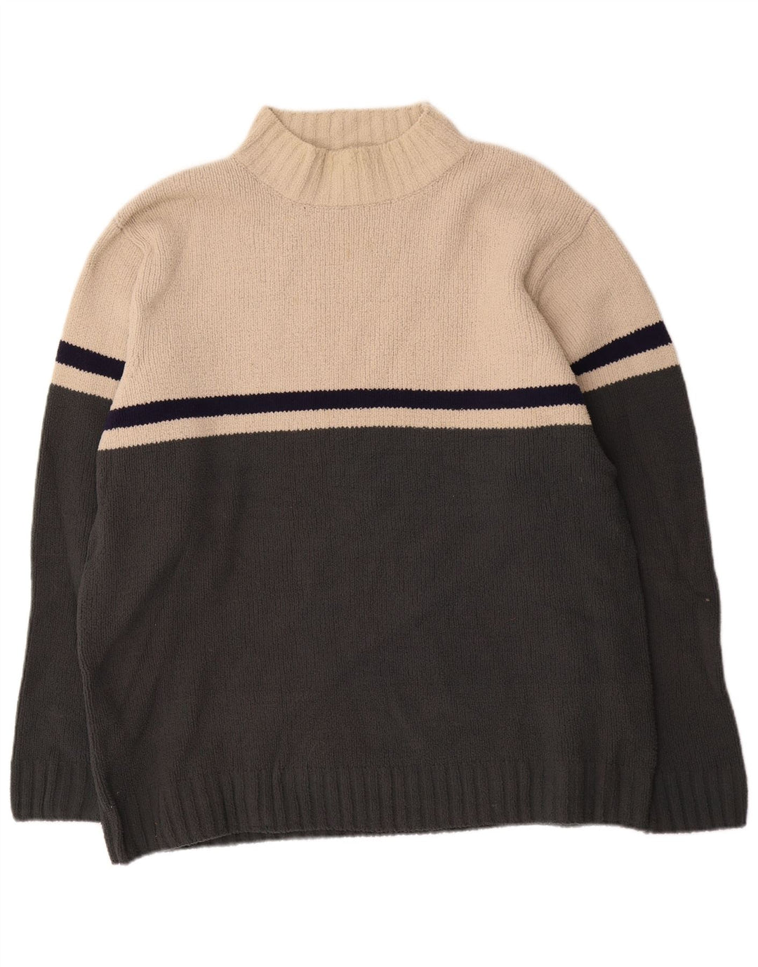 Marks & Spencer Mens Turtle Neck Jumper Sweater Large Off White Colourblock