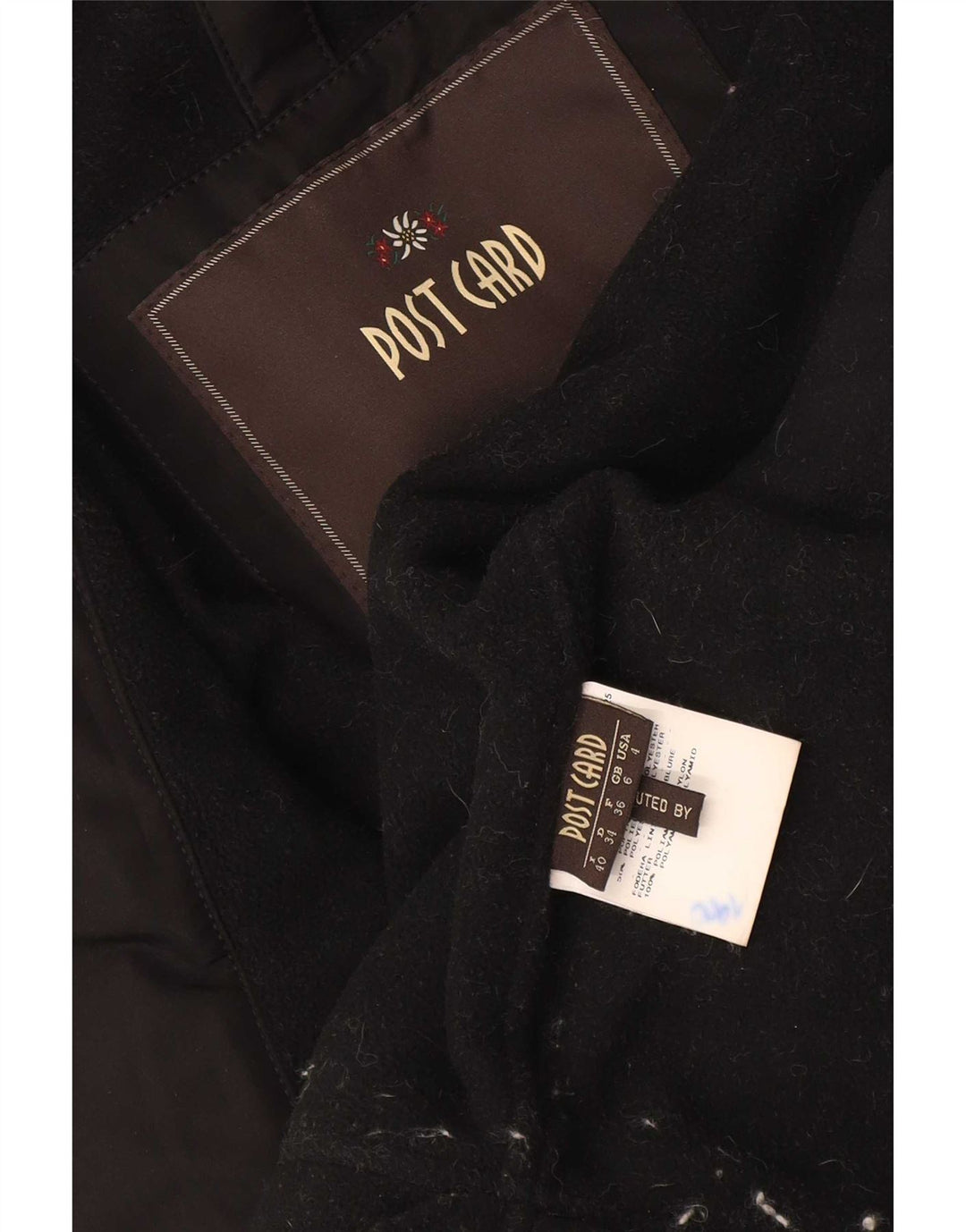 Post Card Womens Hooded Bomber Jacket UK 6 XS Black Polyamide