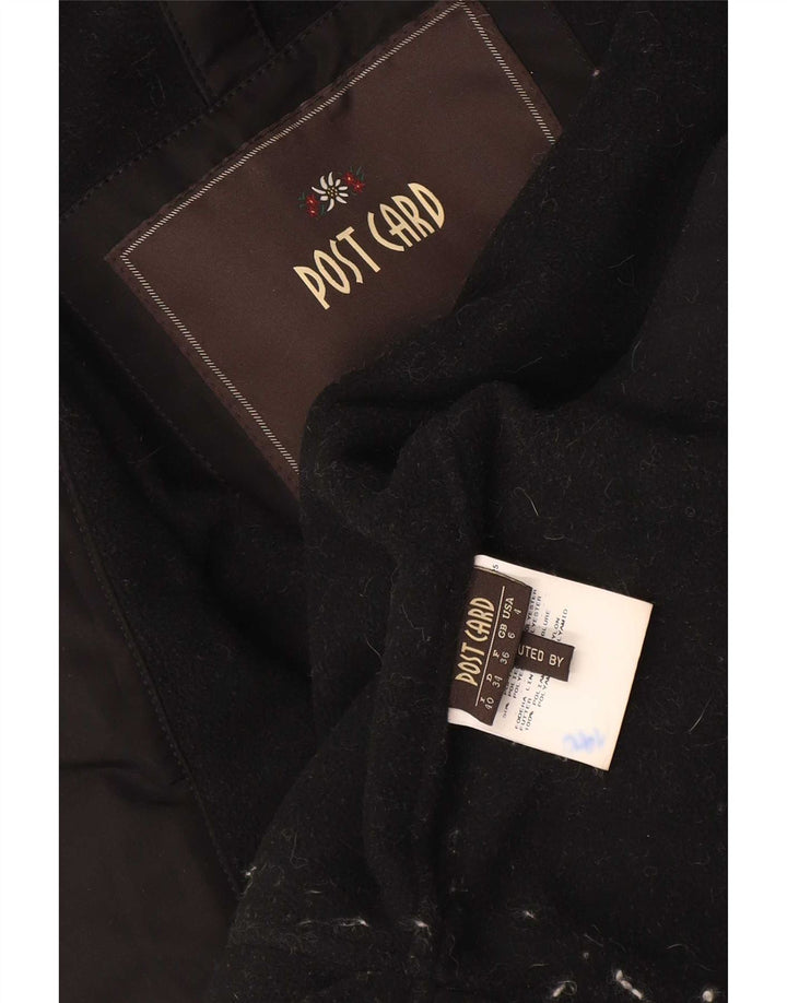 Post Card Womens Hooded Bomber Jacket UK 6 XS Black Polyamide