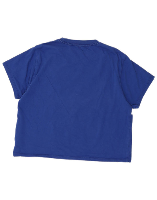 Levi's Womens Crop Graphic T-Shirt Top UK 10 Small Blue Colourblock