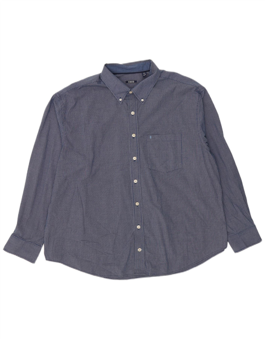 Izod Mens Loose Fit Shirt 2XL Blue Check Cotton Classic