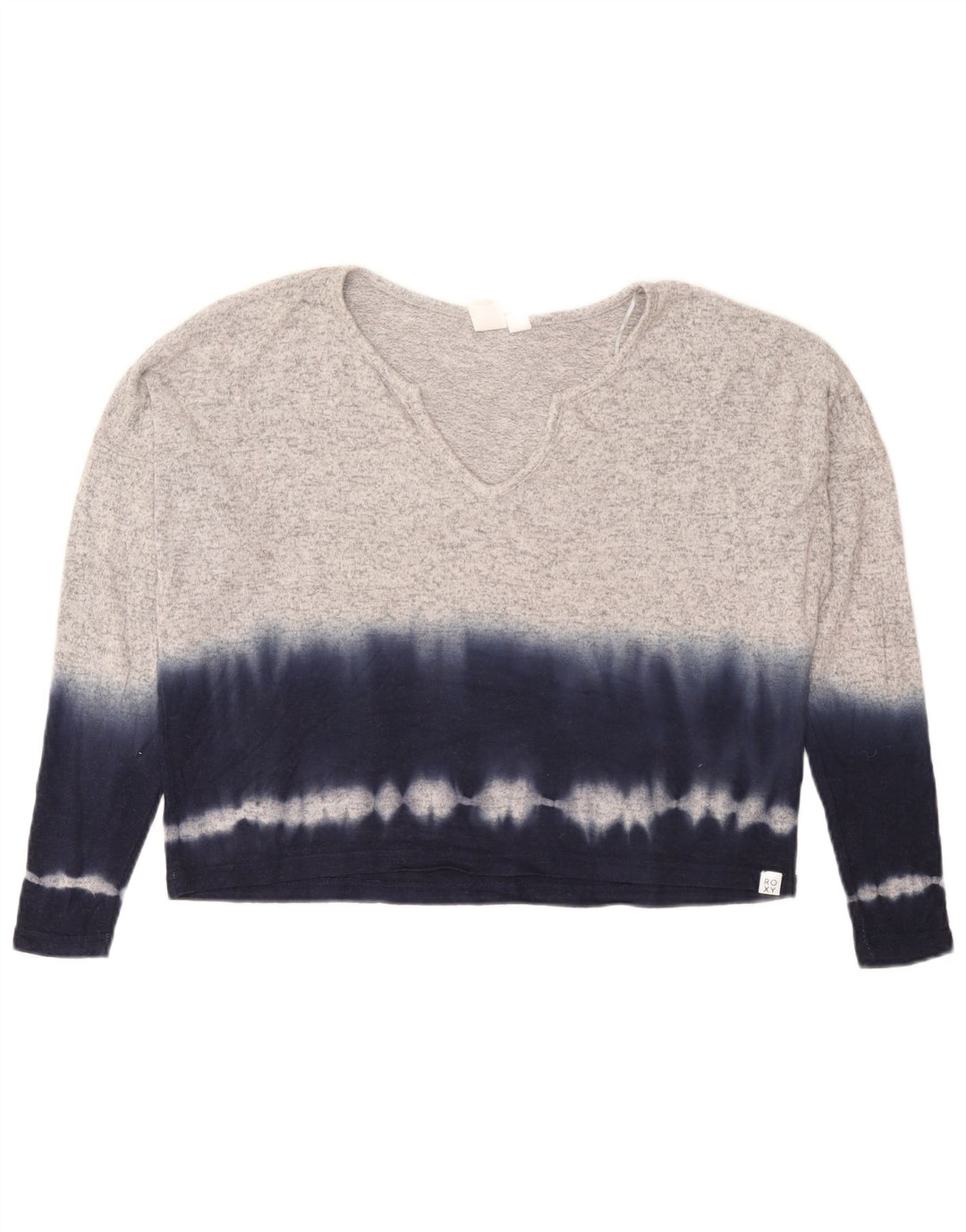 Roxy Womens Oversized Top Long Sleeve UK 10 Small Grey Tie Dye Viscose