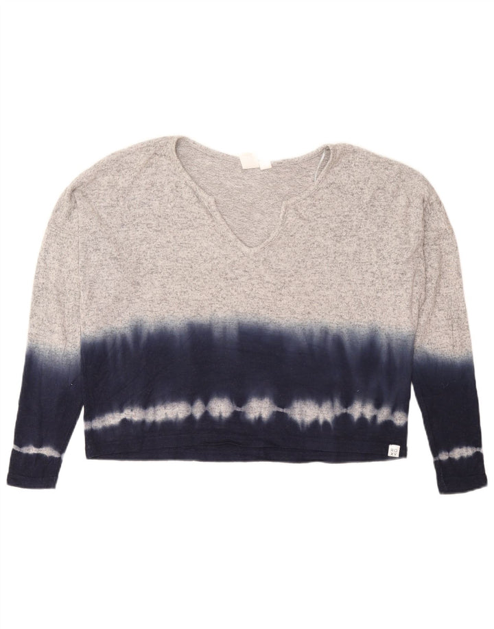 Roxy Womens Oversized Top Long Sleeve UK 10 Small Grey Tie Dye Viscose