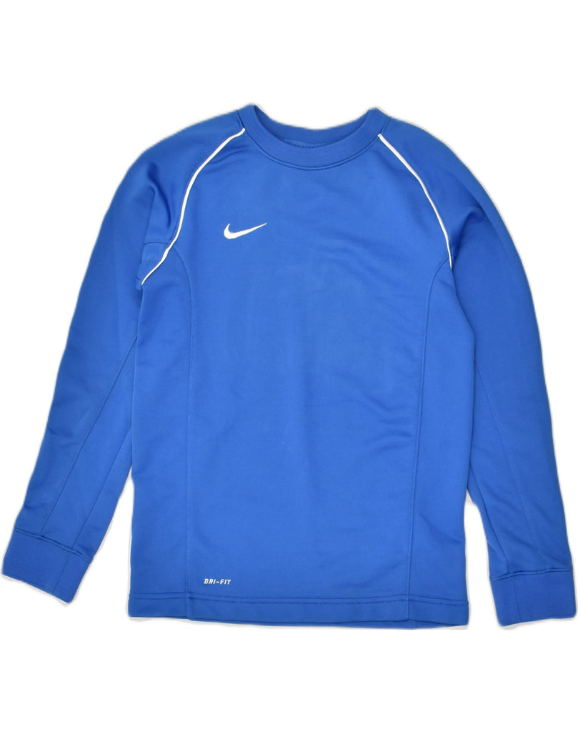 NIKE Boys Dri Fit Sweatshirt Jumper 10-11 Years Medium  Blue Polyester | Vintage Nike | Thrift | Second-Hand Nike | Used Clothing | Messina Hembry 