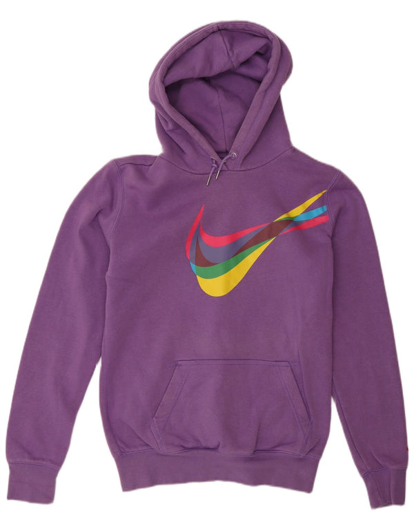 Nike Womens Graphic Hoodie Jumper UK 16 Large Purple Cotton
